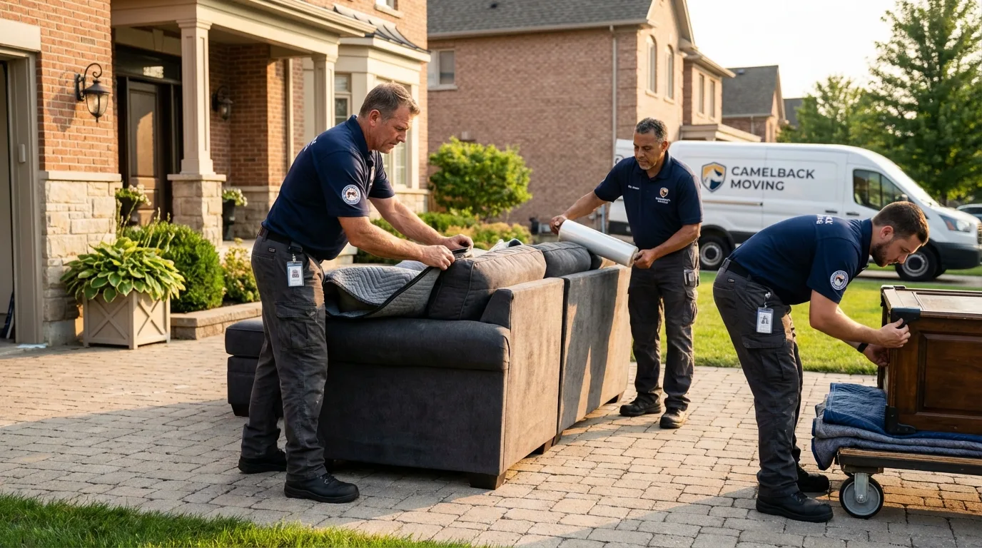 Large estate moving crew wrapping furniture in Brodhead, WI